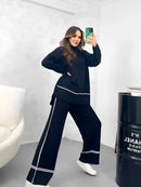 Conjunto Amélie em Tricô com Suéter Mullet Gola Alta e Calça