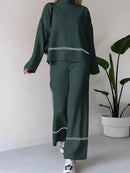 Conjunto Amélie em Tricô com Suéter Mullet Gola Alta e Calça