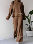 Conjunto Amélie em Tricô com Suéter Mullet Gola Alta e Calça
