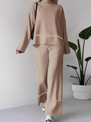 Conjunto Amélie em Tricô com Suéter Mullet Gola Alta e Calça