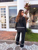 Conjunto Amélie em Tricô com Suéter Mullet Gola Alta e Calça