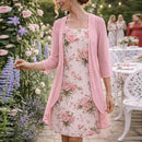 Conjunto Lorenza™ com Vestido Floral Charmoso e Cardigan Leve