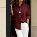 (Compre 1 Leve 2) Camisa Martina™ com Gola Estruturada e Botões Oversized