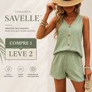 [Compre 1 Leve 2] Conjunto Savelle™ com Regata de Botões de Coco e Shorts de Cós Franzido